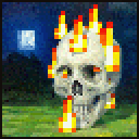 Flaming skull